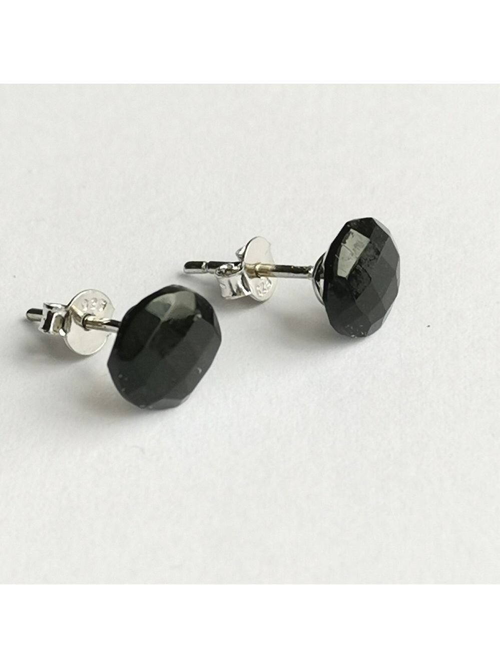 NEW Faceted Black Onyx stud earrings on Sterling Silver - Picture 5 of 5